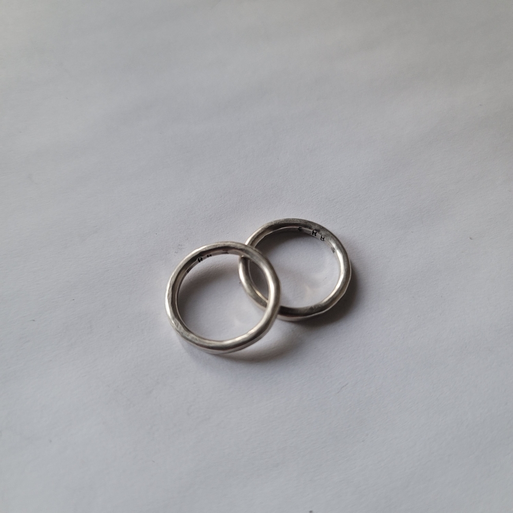 Set of 2 Thick Sterling Silver Stacking Rings - Size 5.5